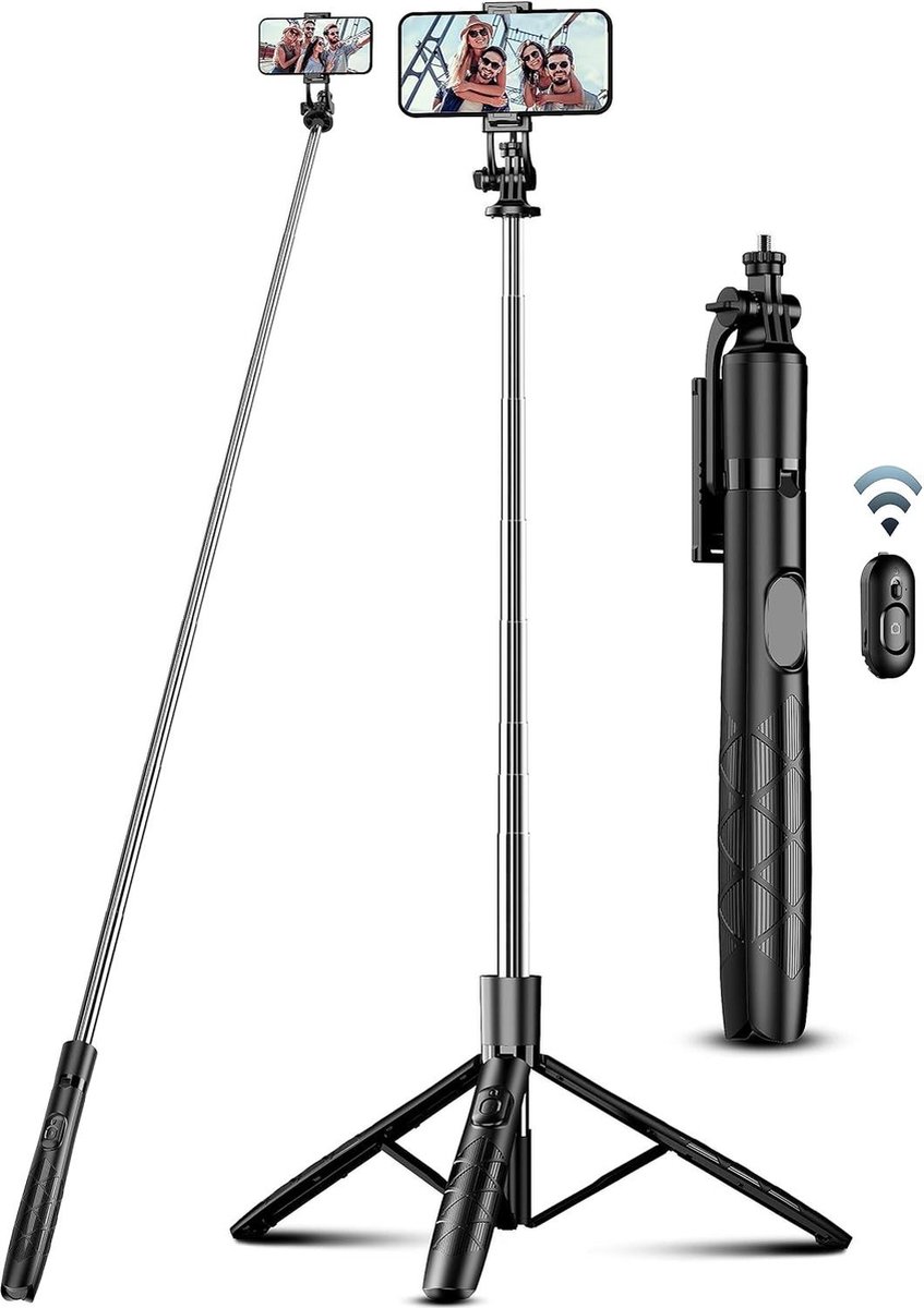 180cm Mobiele Telefoon Statief Selfie Stick - Afstandsbediening - iPhone Android Smartphones Camera.