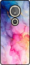 Coque de téléphone Smartphonica pour Motorola Moto E5 / G6 Play avec imprimé marbre - Coque arrière en TPU motif marbre - Arc-en-ciel adaptée pour Motorola Moto E5 ; Motorola Moto G6 Play