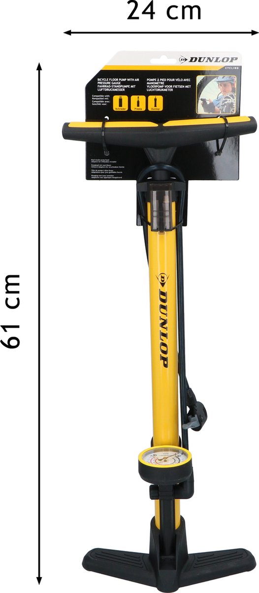 Dunlop Fietspomp met Drukmeter - Fiets Pomp voor Dunlop, Schrader en Frans Ventiel - Staande Pomp Incl. Adaptoren voor Waterspeelgoed en Ballen — afbeelding 10