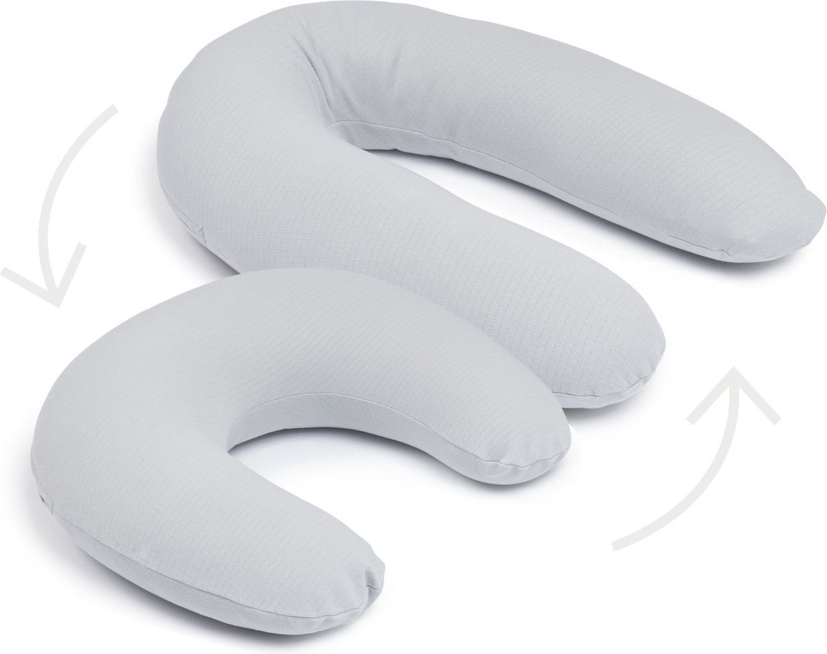 Goedkoopste Doomoo Twisty - 2 in 1 Zwangerschapskussen - Voedingskussen - met superfijne en extra stille microkorrels - Bio katoen - Pearls Grey