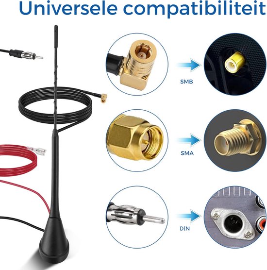 Vecys FM/AM Auto Antenne Signaalversterker Booster DIN Vrouwelijk naar