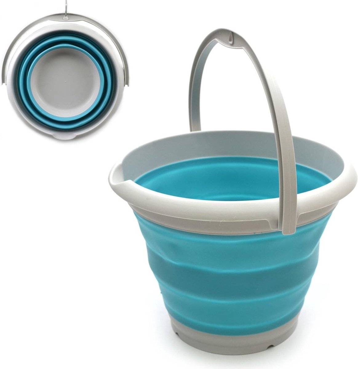 Goedkoopste Opvouwbare emmer 10 liter - glanzend blauw - voor camping en buiten gebruik bath bucket