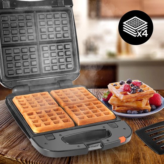 Belgisch wafelijzer, 1500 W, wafelmaker voor 4 Belgische wafels