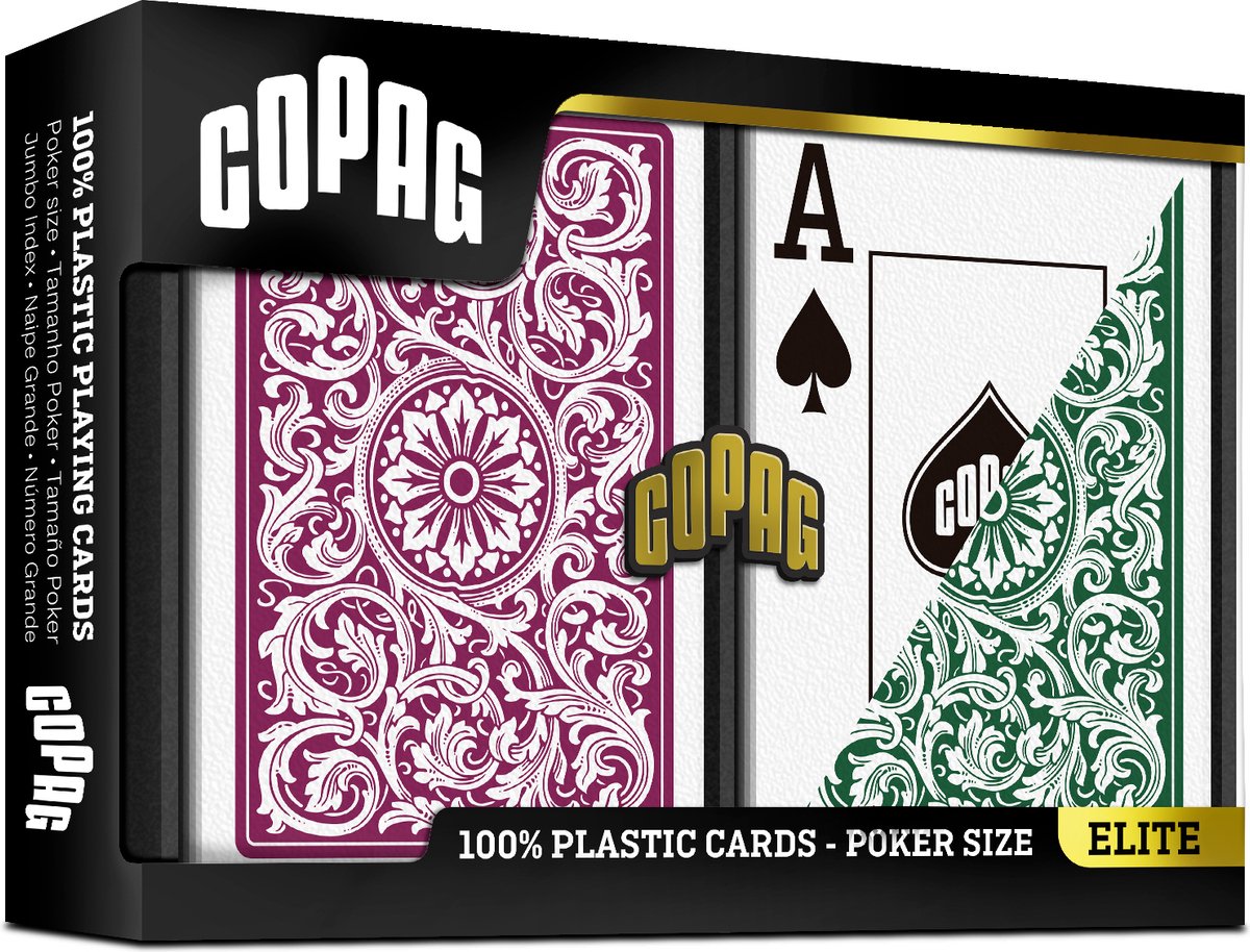 COPAG® Double Deck Green & Burgundy 1546 Jumbo Elite - Premium 100% Plastic Speelkaarten - Duurzaam - Poker