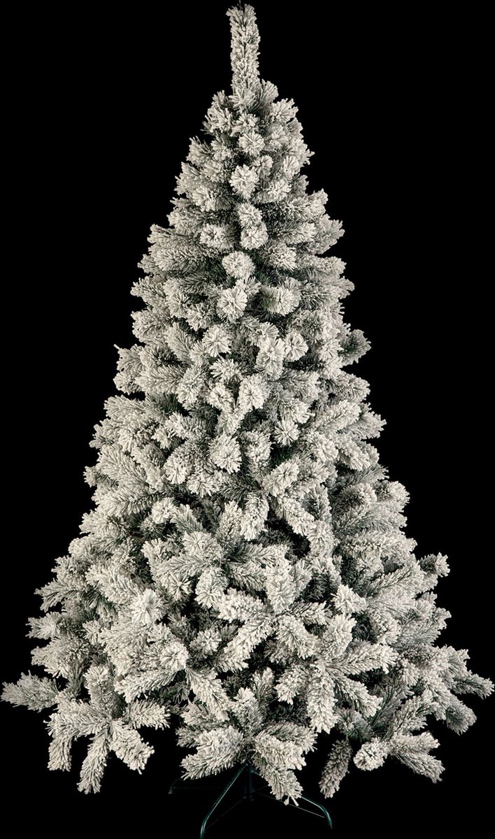 Windy Peak kunstkerstboom - 180 cm - groen - besneeuwd - Ø 104 cm - 487 tips - metalen voet