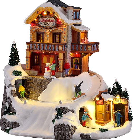 Lemax - 'Winterhaus Resort' - Verlicht gebouw met animatie & muziek/geluid - Inclusief adapter