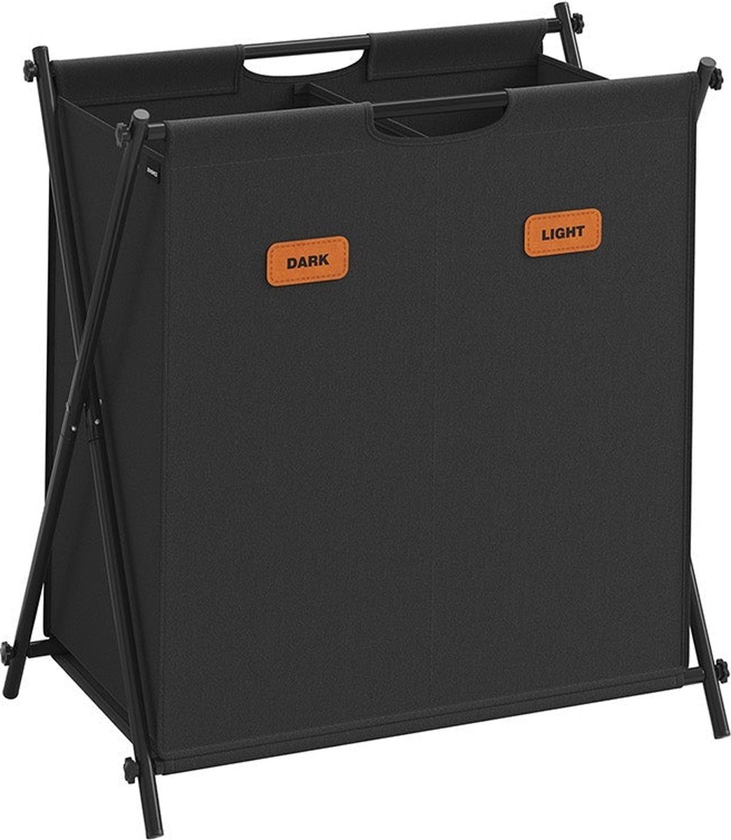 Goedkoopste Draagbare Wasmand - Wasmand - Opvouwbare afvalbak - 600D Oxford-doek - Stalen frame - 60 cm x 40 cm x 66 cm - Inktzwart