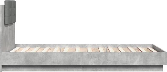 vidaXL - Cadre de lit - avec - tête de lit - décoré - bois - gris béton - 75x190 - cm