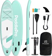 LifeGoods SUP Board Allround Compact - Planches SUP - Capacité de charge 100 KG - Opblaasbaar - Pack SUP complet - Vert menthe