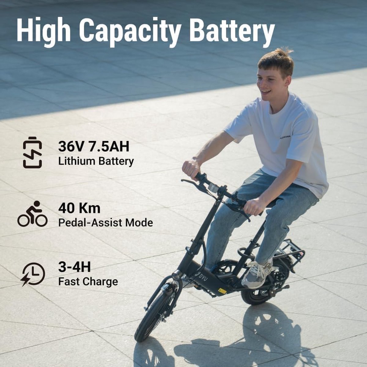 DYU C3 E-bike - opvouwbare elektrische fiets - 14 inch - geen gashendel - afbeelding 2