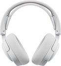 Witte gaming headset, van bovenaf gezien, met gedetailleerde oorkussens en een verstelbare hoofdband.