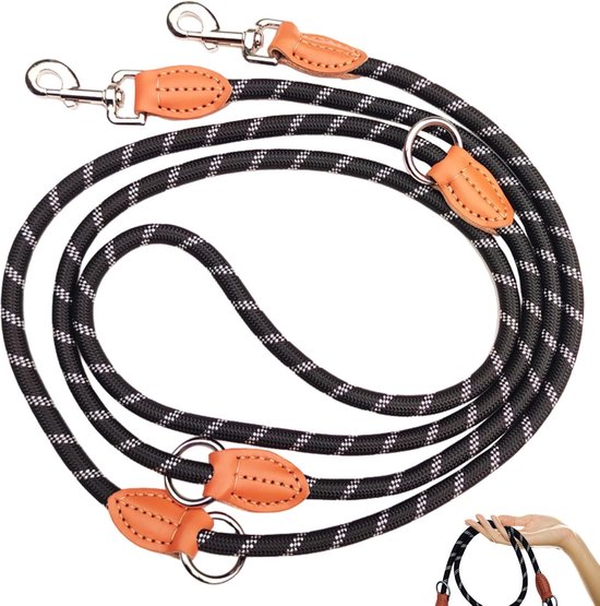 Trixie V-Leine Soft Rope, M-L, 2 m/10 mm, rosa - verstellbare Hundeleine für mittelgroße & große Hunde aus gewebtem Tau, 3-Fach längenverstellbar - 1984107