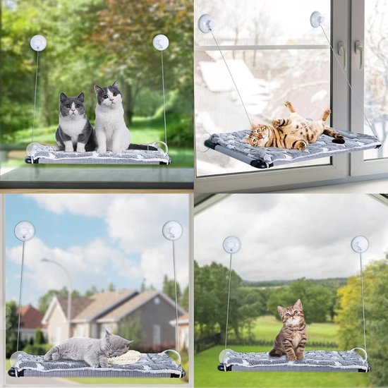 FUKUMARU Katten Venster Hangmat, Transformeerbare Hangmat met Pluche