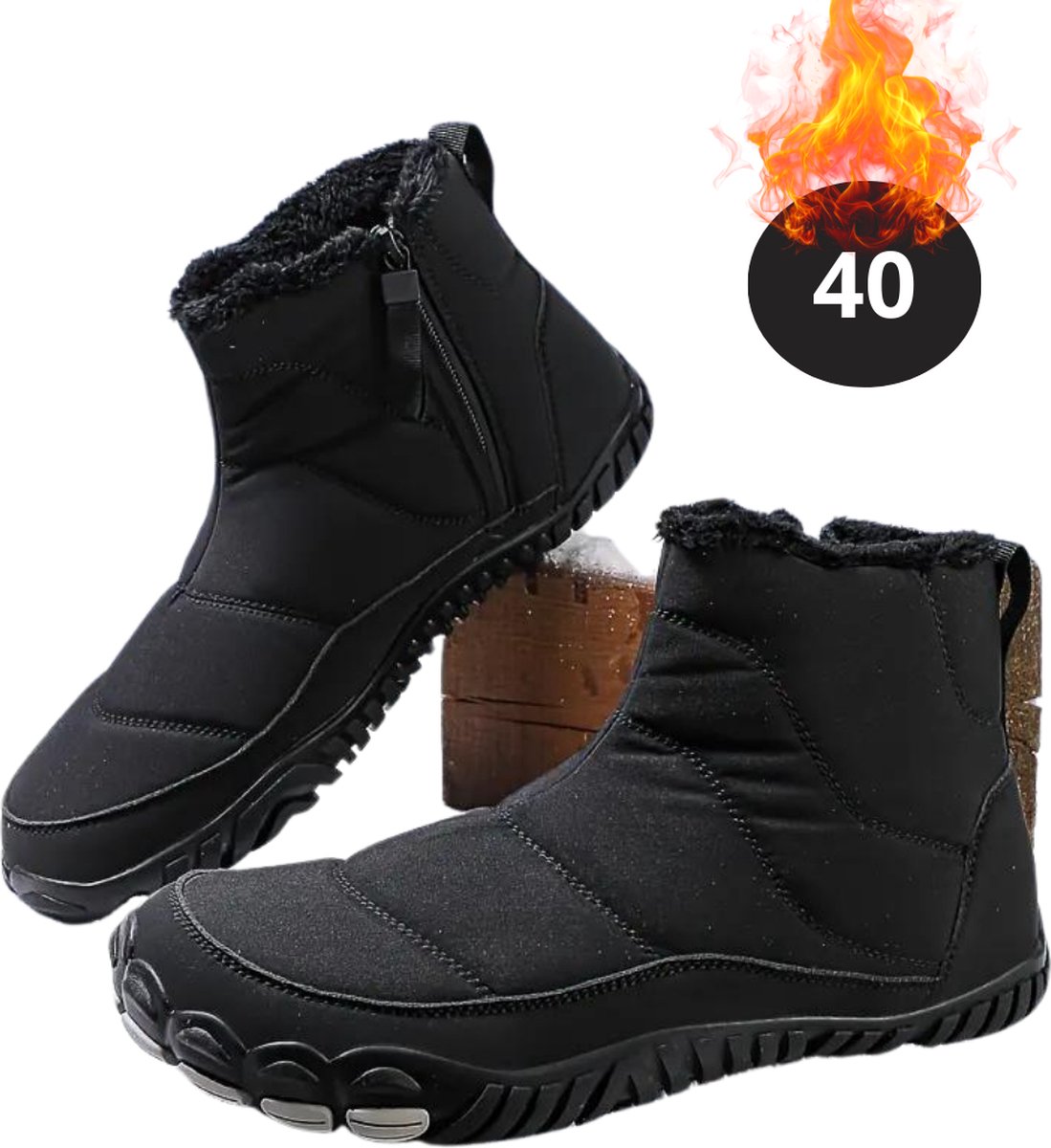 Livano Snowboots Sneeuwschoenen Sneeuwboots Heren Wintersport Ski Skischoenen – 40 Antislip Zwart
