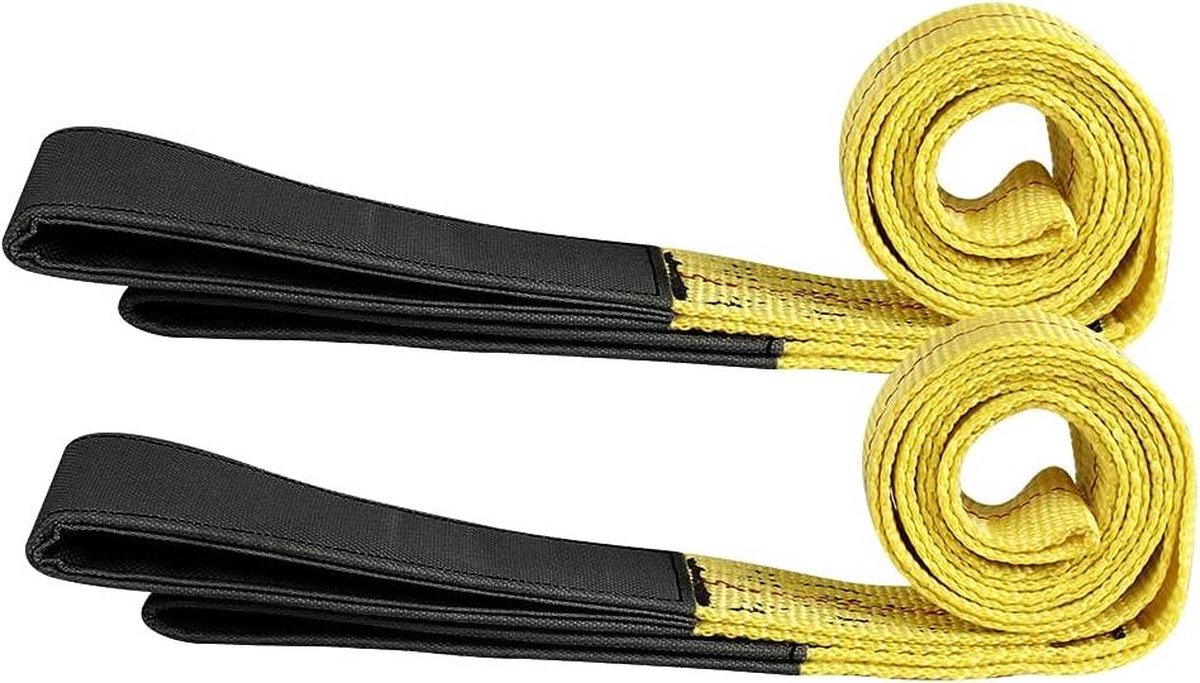 Ronde lus hijsband - 18 meter x 5 cm - 500 kg hefband - 3T draagkracht - polyester geel