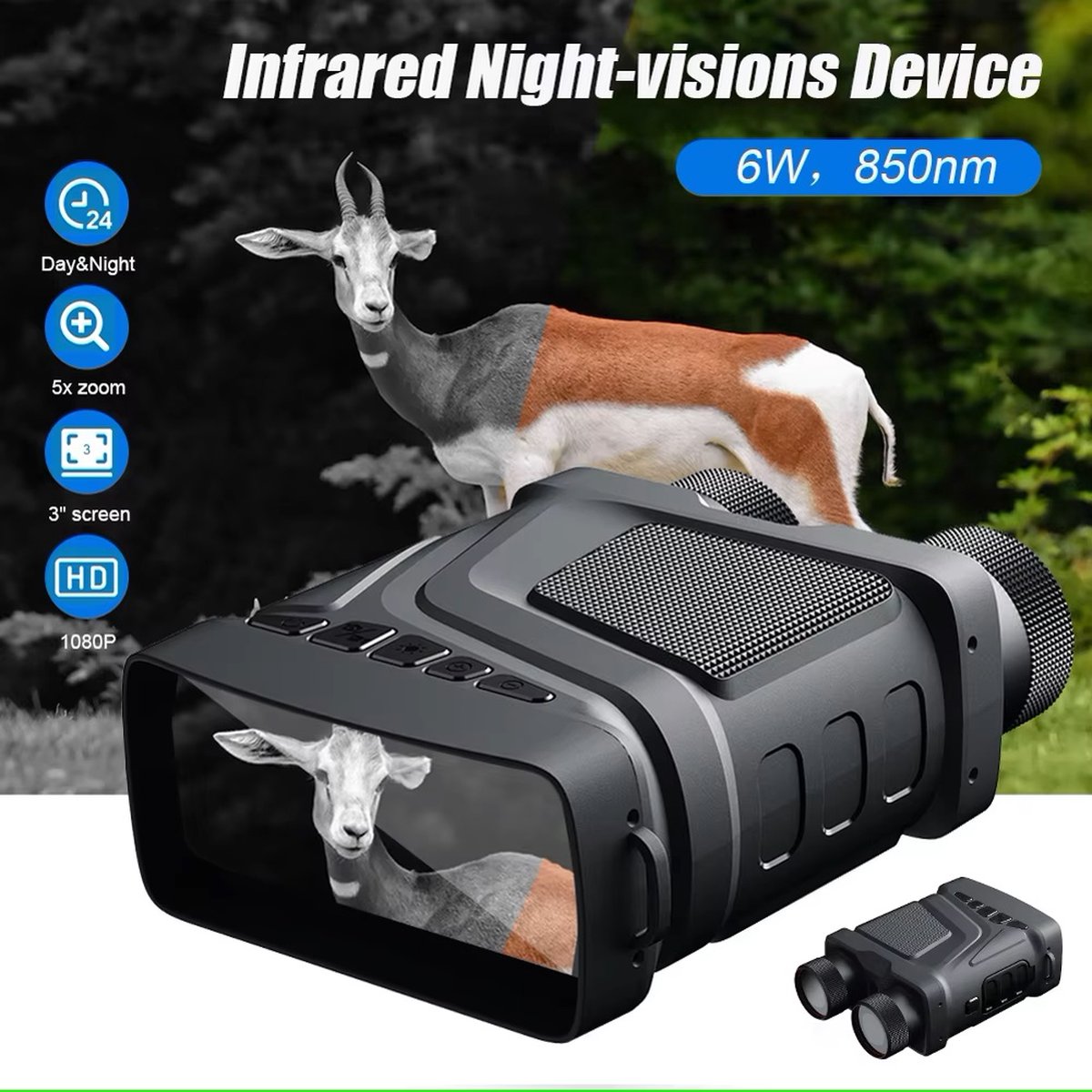 Nachtkijker Oplaadbare Nachtzicht Verrekijker 850nm Infrarood HD 5X Digitale Zoom Telescoop Nachtbril for Jacht Camping Surveillance Gemakkelijk scherp te stellen (Color : Without battery Nachtkijker Oplaadbare Nachtzicht Verrekijker 850nm Infrarood HD 5X Digitale Zoom Telescoop Nachtbril for Jacht Camping Surveillance Gemakkelijk scherp te stellen (Color : Without battery