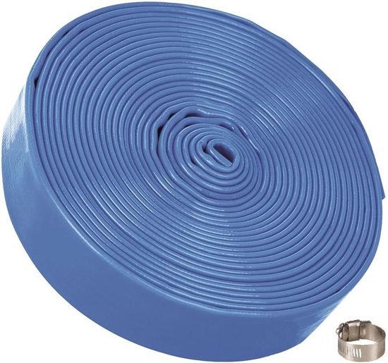 1 inch - 25 mm, 10 m, platte slang | bouwslang | industriële slang | synthetisch rubber, wit met groen, 10 bar, -20 °C tot 60