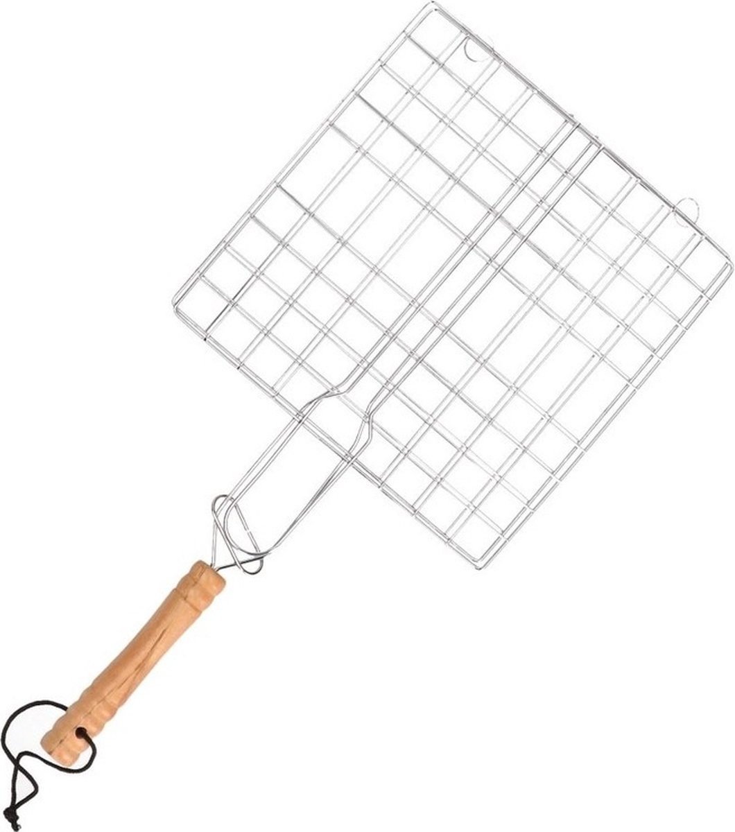 BBQ rooster - 2x - vierkant - met handvat - klembaar - 40 cm - barbecue accessoires