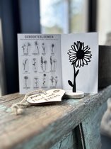 Créations d'Ici - Fleur de naissance avec coeur en bois - Marguerite - Avril - MDF Zwart - Bois