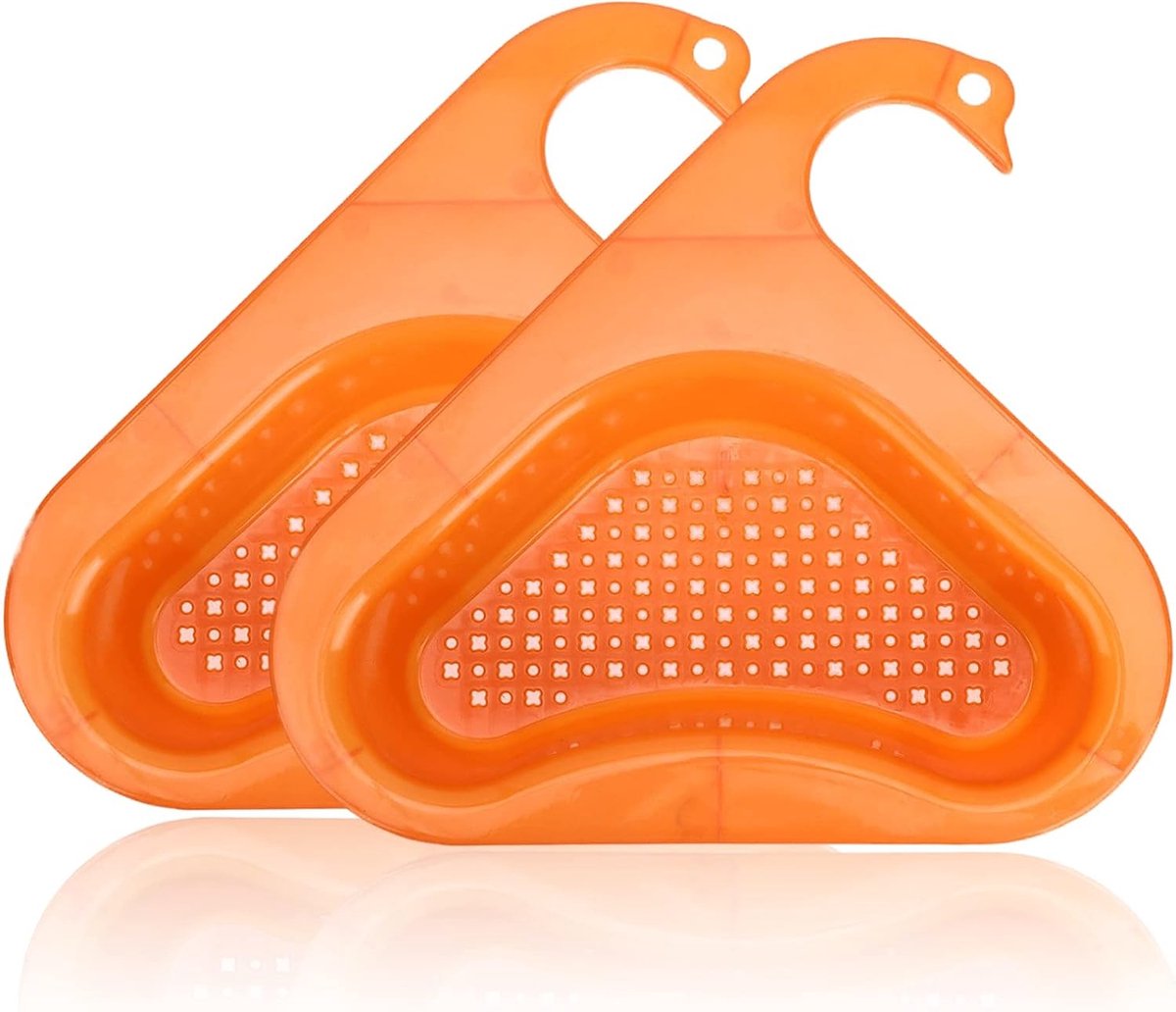 Goedkoopste IBBO Shop - 2x Gootsteen Organizer - Afvoerzeef - Gootsteen Plug - Gootsteen Bakje - Gootsteen Afvalbakje - Gootsteen Vergiet - Gootsteen Zeef Plastic - Gootsteen Zeefje - Zwaanvorm - 2 STUKS - Oranje