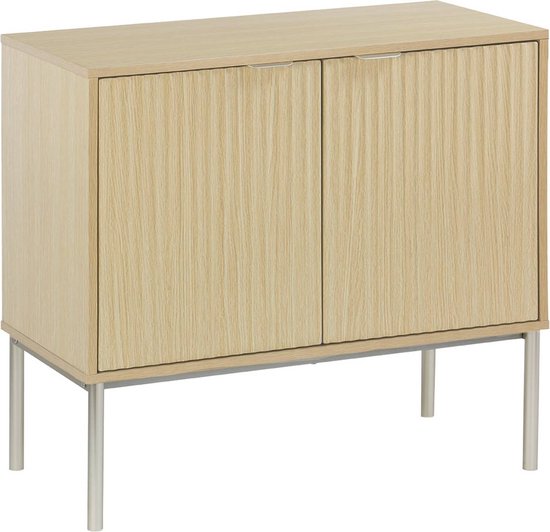 sweek - Buffet Champagne effet bois et métal, 2 portes 80cm
