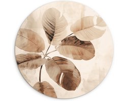 WallCircle® Wandcirkel 30x30 cm - Muurcirkel Gedroogde plant - Natuur - Planten - Bladeren - Muurdecoratie woonkamer - Wanddecoratie slaapkamer - Kamer decoratie accessoires - Ronde schilderijen - Woonaccessoires cirkel binnen