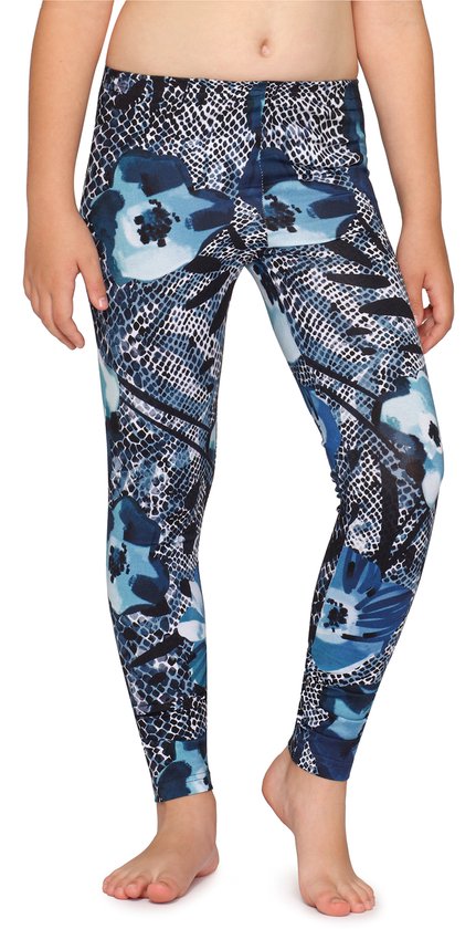 Merry Style Meisjes Lange Legging - van Katoenen - Vrijetijdsbroek - Sport - MS-MS10-337-LE-new - Marineblauw/Blumen - 110