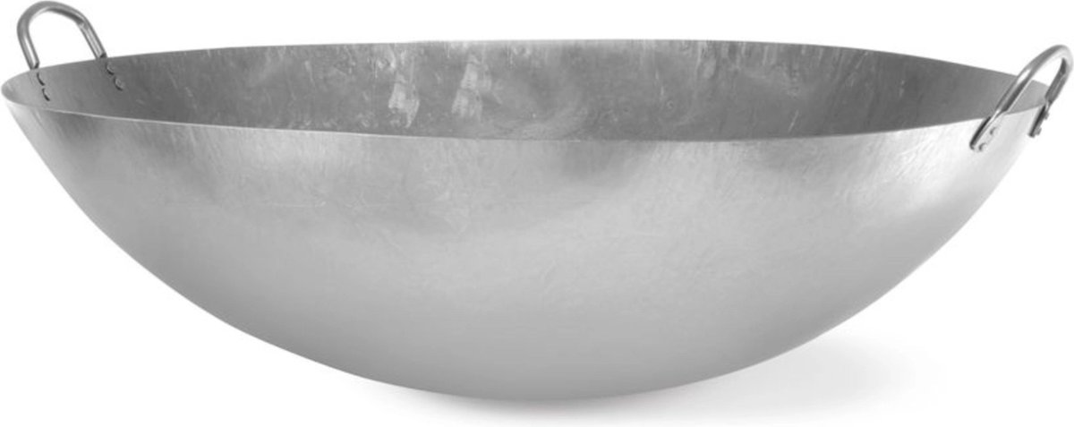 HENDI Grote wokpan – Plaatstaal – 710 mm – Met grepen – Geschikt voor Green Fire barbecues