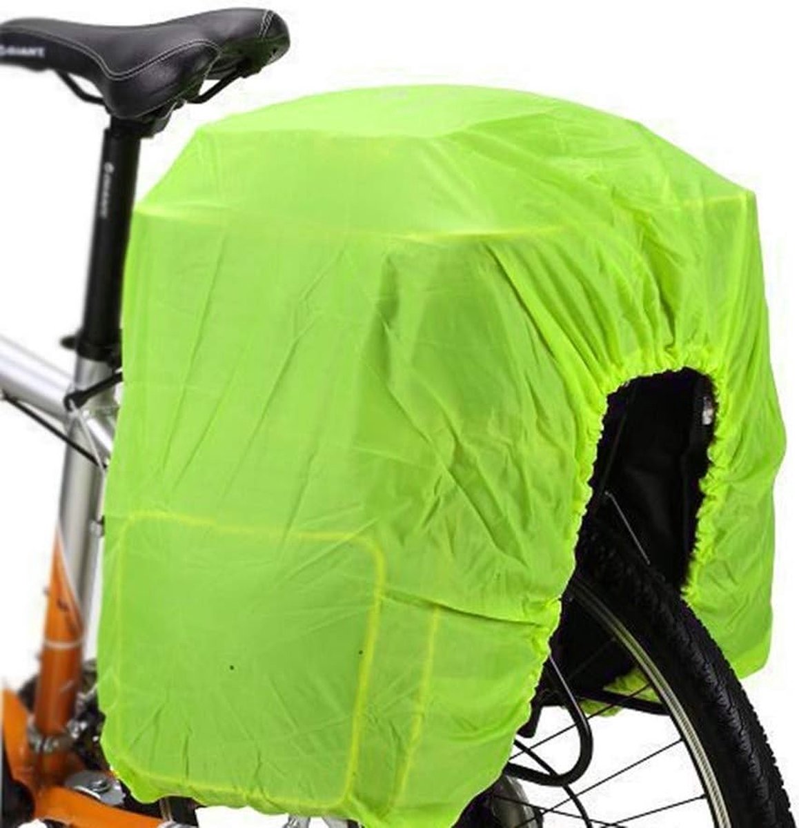 2 stuks fietstashoes, fietsregenhoes waterdichte fietszadeldraagtas regenhoes stofhoes, fluorescerend groen