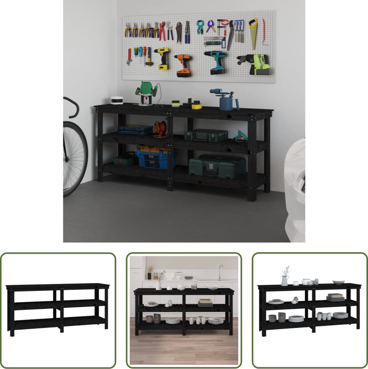 The Living Store Werkbank Hout 181 x 50 x 80 cm Massief grenenhout