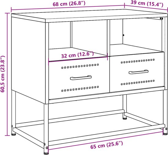 vidaXL Tv-meubel 68,5x39x60,5 cm staal antracietkleurig, tv-meubel, tv kast, wandkast, tv-meubelen, opbergkast, tv kastje, tv dressoir, tv wandmeubel
