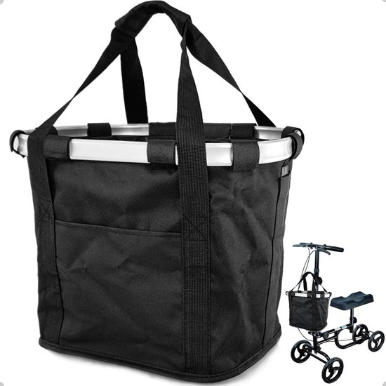 Panier de vélo - Panier avant pliable et amovible pour guidon, compatible avec la plupart des modèles de trottinettes - Pour animaux, courses, déplacements, camping et activités de plein air - Zwart