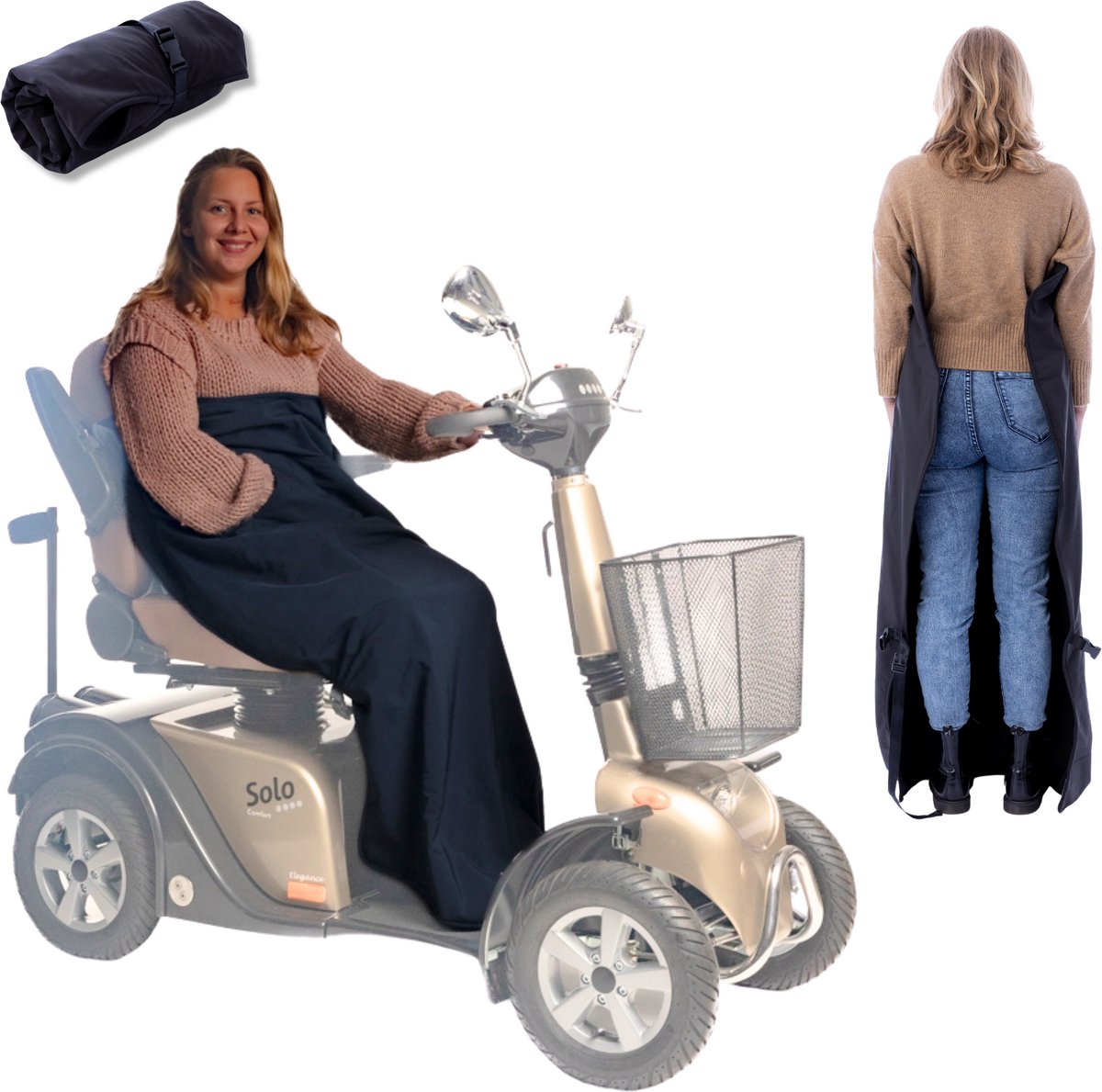 Goedkoopste Belieff Scootmobiel Deken - Beenkleed Scootmobiel - Voetenzak - Scootmobielaccessoires - Wind- en Waterdicht - Fleece - Open Onderkant - Blauw - Large