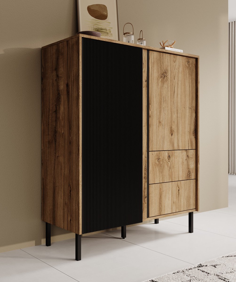 Meubella - Dressoir Margareth - Eiken - 100 cm - Hoog