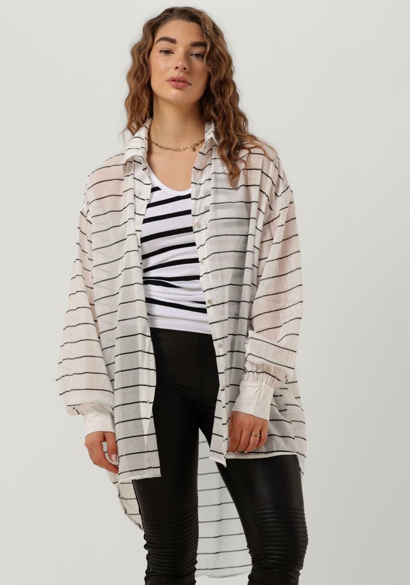 10DAYS Oversized Blouse Stripe Dames - Jurken - Ecru - Maat M