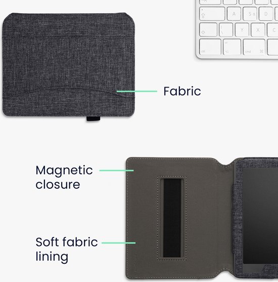 kwmobile Flip cover eReader hoesje geschikt voor Kobo Aura H2O Edition 2 - Met handvat - In donkerblauw — afbeelding 4