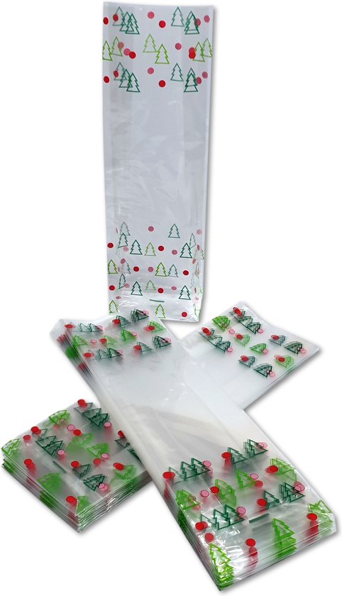 Prigta - Kerstverpakking / cellofaanzakjes - 50 stuks - 7x4x22 cm / kerst zakjes verpakking