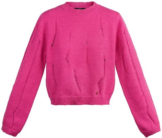 Roze Gebreide Trui Scheuren Dikke Warme Dames Truien Maat L/XL