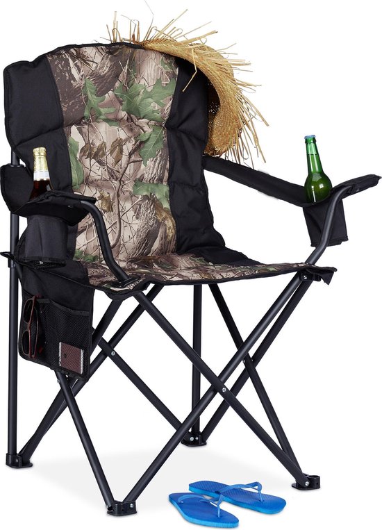 Verantwoordelijk persoon Europa Hedendaags Relaxdays Campingstoel - visstoel - opvouwbare stoel - strandstoel -  bekerhouder | bol.com