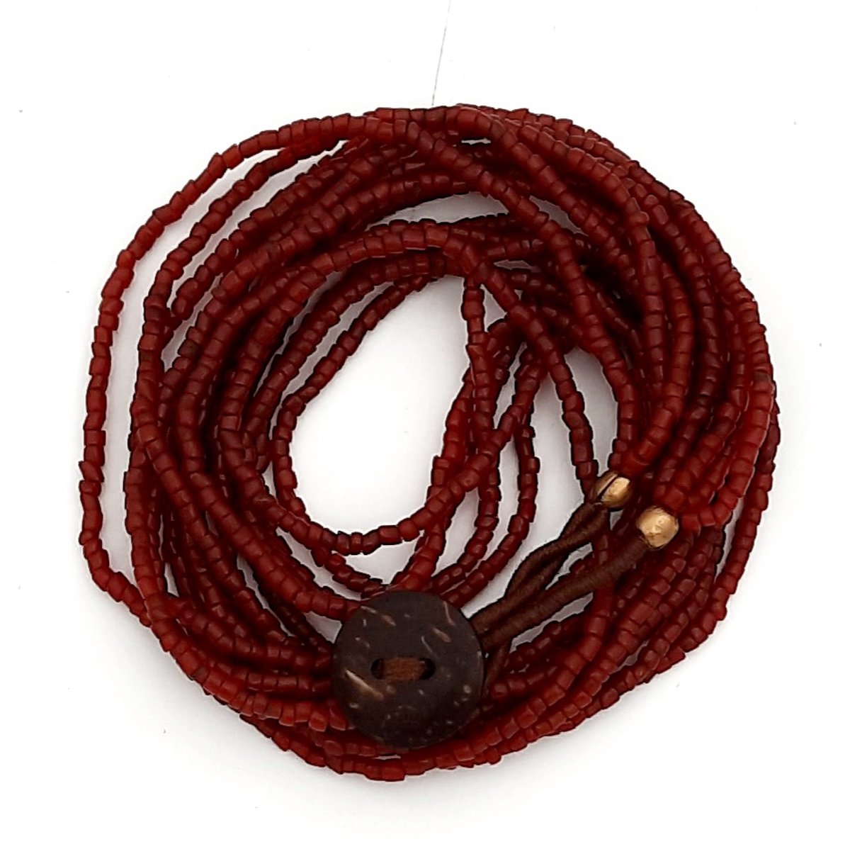 Collier | Bonda | Rood - oude glaskralen, Bonda-tribe, 5 snoertjes, koraalrood
