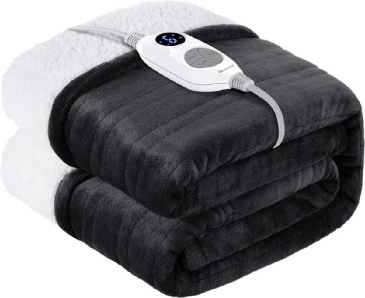 Draadloos Infrarood Warmtedeken Oplaadbaar 160x130 CM Zwart