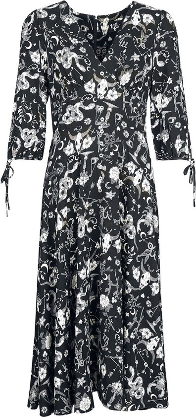 Hell Bunny Star Sign Maxi Dames Lange jurk - zwart/grijs/wit - S