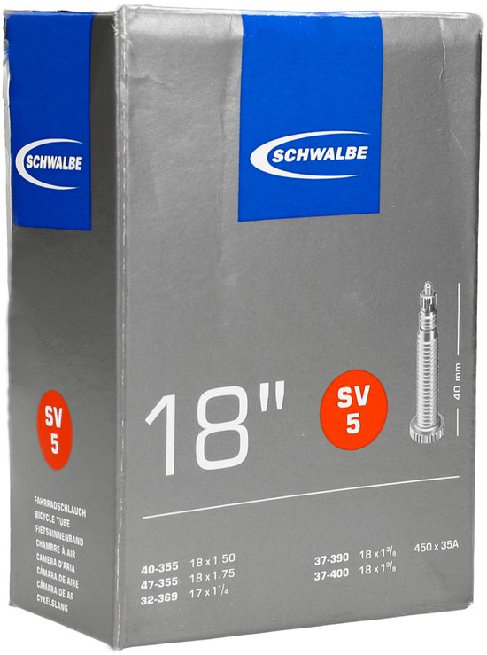 Schwalbe SV5 - Binnenband Fiets - Frans Ventiel - 40 mm - 18 x 1 1/4 - 1 3/8 - 175 van Schwalbe — afbeelding 2