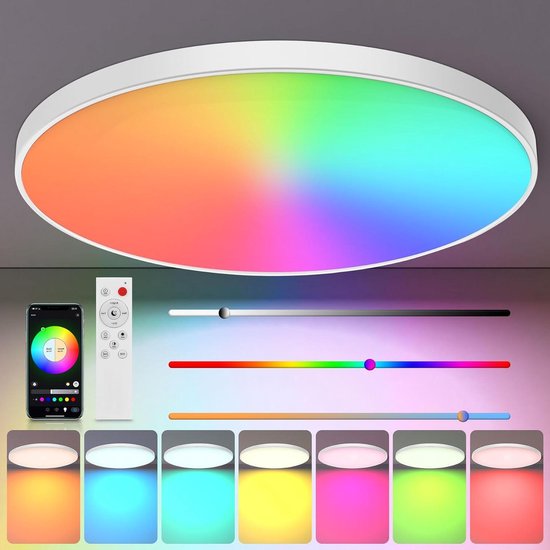 BRILONER Acorus W - LED Badkamer Plafonniére - LED Plafondlamp Badkamerverlichting Spatwaterdicht Warm Wit Licht Hout Design O28cm