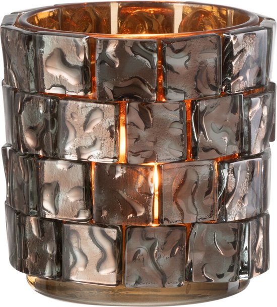 J-Line photophore Carre Mosaique - verre - marron - large