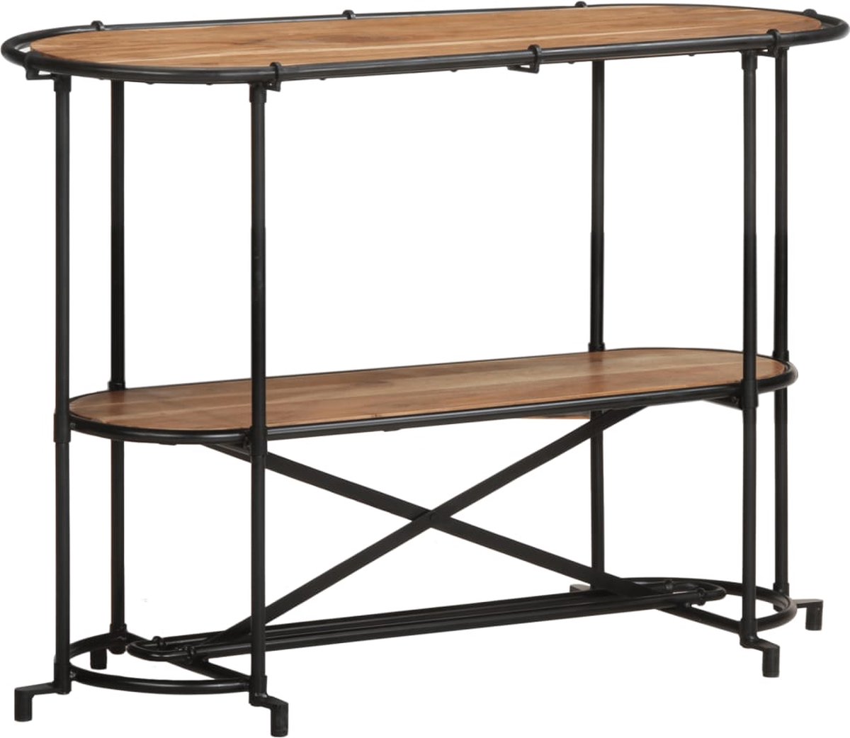 vidaXL Wandtafel - 110x42x76 - cm - massief - acaciahout bruin en zwart