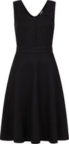 Timormode 50's Audrey Hepburn-jurk, Rockabilly swing, geplooide jurk met korte mouwen 10084 zwart-wit S