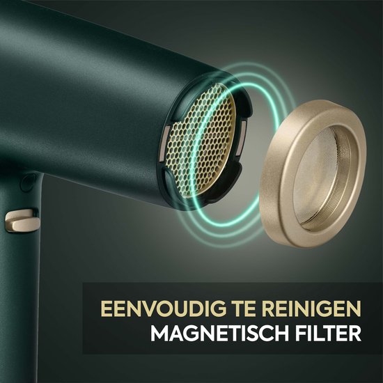 Groene BaByliss föhn met tekst "ULTRA SNEL. LICHTGEWICHT. PROFESSIONEEL."