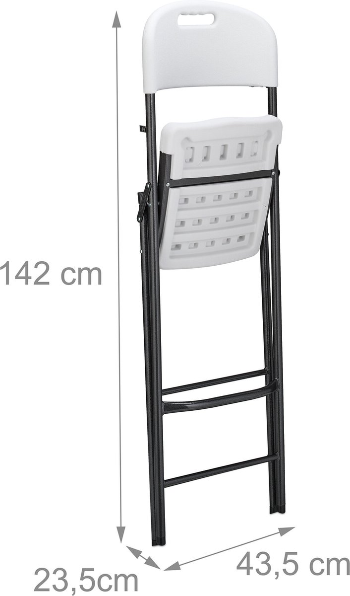 Relaxdays Tabouret de Bar Pliant, Lot de 2, avec Dossier, HLP : 118 x 44,5 x 82 cm, Plastique & Acier, Noir Relaxdays Tabouret de Bar Pliant, Lot de 2, avec Dossier, HLP : 118 x 44,5 x 82 cm, Plastique & Acier, Noir