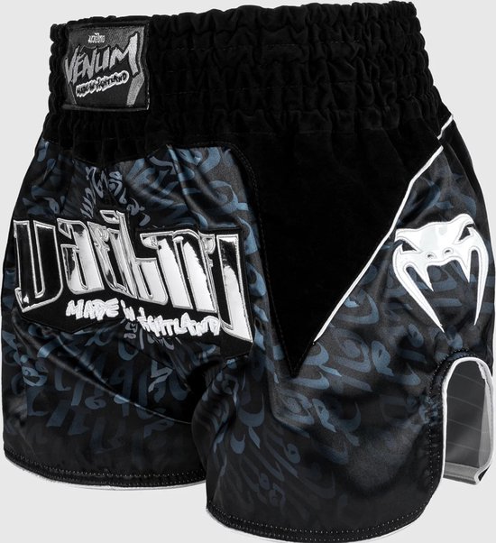 Venum Muay Thai Kickboxing Shorts Attack Zwart Argent M = Taille de Jeans 28
